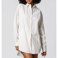 CAMISA OVERSIZED LISTRADA - KAKI 90131