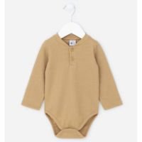 Body Infantil Texturizado - Tam 0 A 18 Meses Bege Caramelo