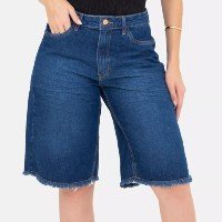 Shorts Jorts Bermuda Jeans Feminina Comprida Até Joelho 100%