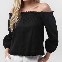 Blusa feminina decote ombro a ombro em viscolinho preta