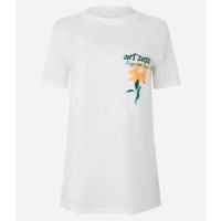 Camiseta Alongada Em Algodão Com Estampa Frente E Costas Art Studios Flor B