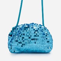 Bolsa Saco Transversal Com Paetês Retangulares Azul