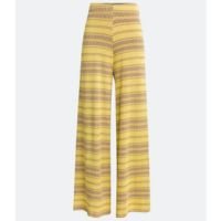 Calça Pantalona Em Viscose Com Estampa Listrada Amarelo