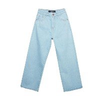 Calça Jeans Azul Claro Wide Leg Cropped