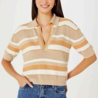 Blusa Feminina Gola Polo Em Tricô Hering - Bege