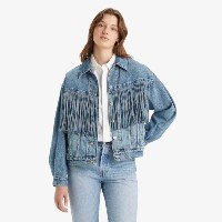 Jaqueta Jeans Levi\'s® 90S Fringe Trucker Com Franjas Lavagem Média