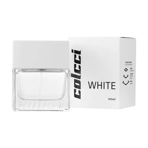 Perfume Colcci White de 100ml, embalagem minimalista com tons brancos. Referência de estilo sofisticado e moderno, ideal para quem segue tendências de simplicidade e elegância. lançamentos de beleza