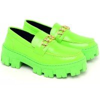 Sapato Oxford Feminino Mocassim Verde Neon Original Dubuy