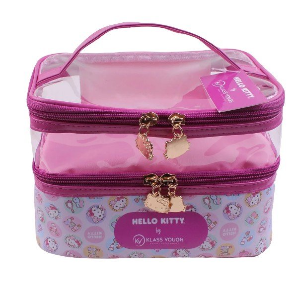 Necessaire Transparente Hello Kitty - Organizadora de Pincéis para Maquiage