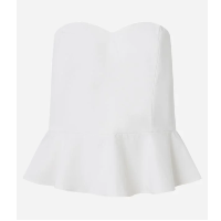 Blusa Tomara Que Caia Em Chiffon Com Babado Peplum Na Barra Branco Neve