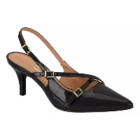 Scarpin Salto Fino Médio Fivelas Slingback Vizzano Tendência