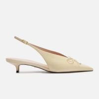 SCARPIN AMARELO AREZZO COURO BICO FINO SLINGBACK LAÇO