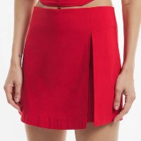 Short Saia Em Bengaline Com Fenda Assimétrica Vermelho