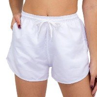 Short Praia Feminino Bermuda Liso Várias Cores - Branco