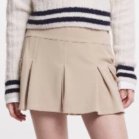 Short Saia Em Crepe Com Pregas E Bolso Cargo Bege