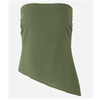 Blusa Tomara Que Caia Em Viscose Com Linho E Barra Assimétrica Verde