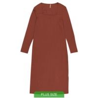 Habana - Vestido Midi Plus Size Feminino Marrom