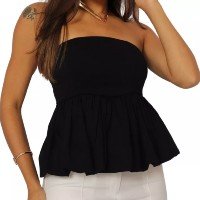 Blusa Cropped Balone Lycra Lastex Feminino Tomara Que Caia