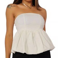 Blusa Cropped Balone Lycra Lastex Feminino Tomara Que Caia