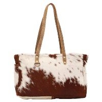 Bolsa Myra Fawn & White, Lona Reciclada E Couro Bovino Bols