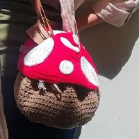 Bolsa cogumelo. Modelo saco e em crochê