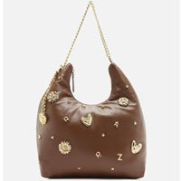 Bolsa Hobo Marrom Arezzo Couro Grande Metais Fun