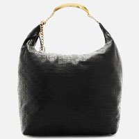 Bolsa Hobo Preta Arezzo Couro Tressê Grande Silvia Braz