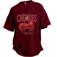 Camiseta Oversized Cherry Cereja Moda Foto Treino Casual