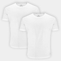 Kit Camiseta Básica Calvin Klein Manga Curta Masculina - 2 Peças - Branco