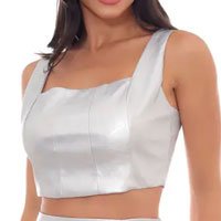 Top Material Sintético Feminino Color 90477 Prata - Consciência