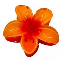 Presilha Piranha Flor Grande De Cabelo Praia Verão Cor Laranja