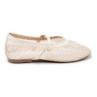 Sapatilha Boneca Em Tela Com Tira De Fivela 5400 Off White