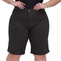 Bermuda Jeans Feminina Plus Size Ciclista Cintura Alta