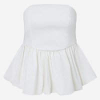 Blusa Balonê em Bengaline com Decote Tomara que Caia Branco