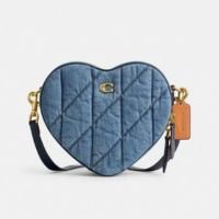 Bolsa Heart Crossbody Quilting Denim Coach - Azul