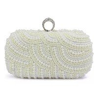 Aovtero Bolsa Clutch Com Pérolas, Bolsa De Noiva Feminina, B