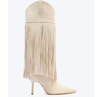 Bota Branca Schutz Raffaela Up Fringes Stiletto Camurça