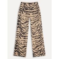 Calça Animal Print Reversa Sarja Wide Leg Anny Tigresa