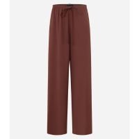 Calça Pantalona com Efeito Airflow e Amarração Marrom