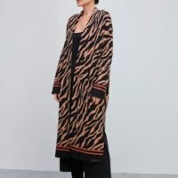 Casaco Jacquard Animal Print 10641 Camelo