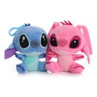 Pelucia Stitch E Angel Casal Chaveiro Disney 12cm