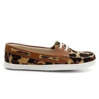 Dockside Feminino Couro Animal Print Conforto Estilo Macio - Preto