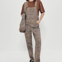 Jardineira Marrom Hering + Livia Longa De Sarja Animal Print