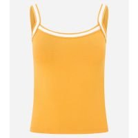 Blusa Regata em Algodão com Viés Contrastante Amarelo