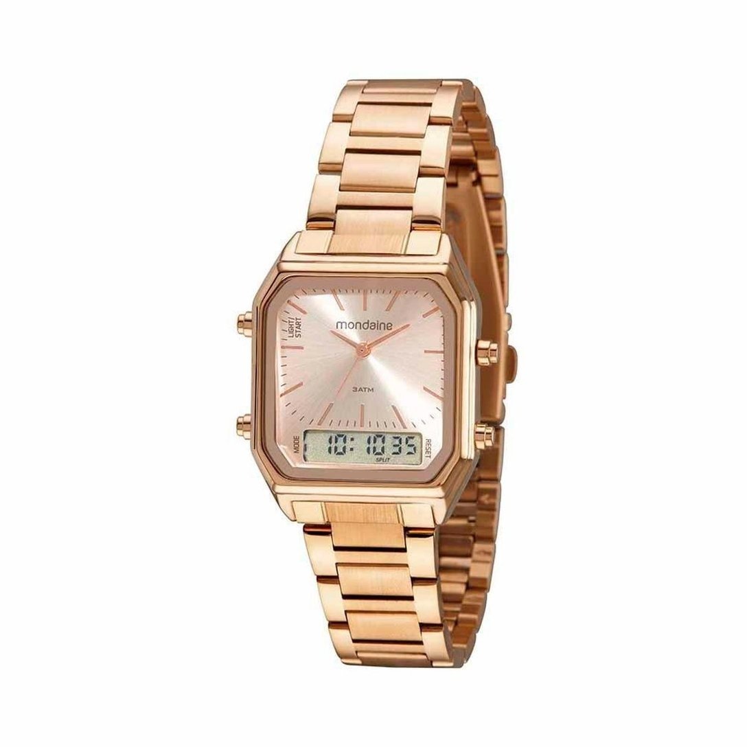 Relógio Feminino Dourado Quadrado Anadigi Rosé - Dourado