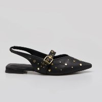 Sapatilha Slingback Bico Fino com Aplicações