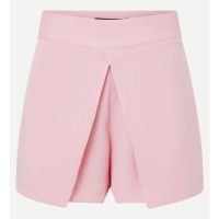 Short Saia Alfaiatado com Abertura Frontal Sobreposta Rosa