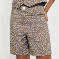 Bermuda Marrom Hering De Sarja Animal Print Hering