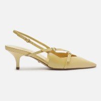 Scarpin Amarelo Arezzo Couro Salto Médio Slingback Amélia