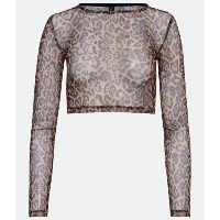 Blusa em Tule com Estampa Animal Print Onça Preto